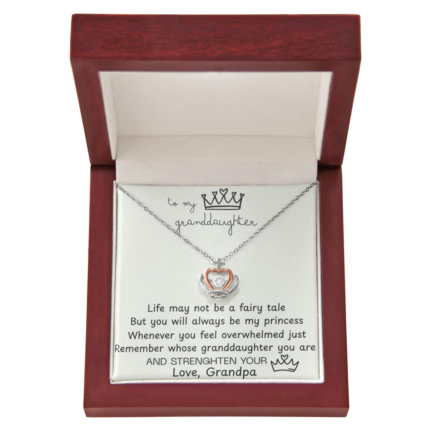 To My Granddaughter Princess Crown Pendant Gift Set- FG00077