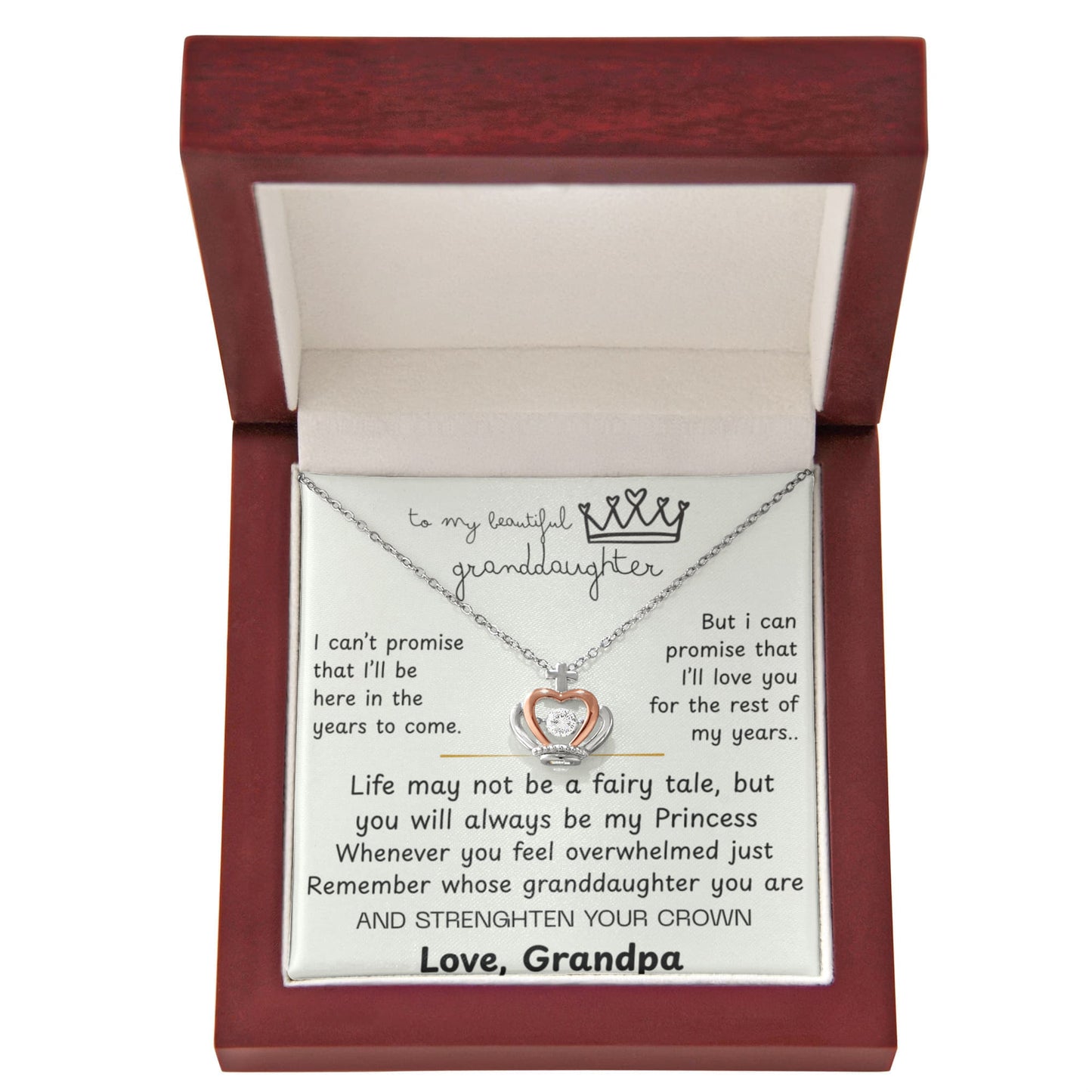 To My Granddaughter - The Promise Princess Crown Pendant Gift Set- FG00096