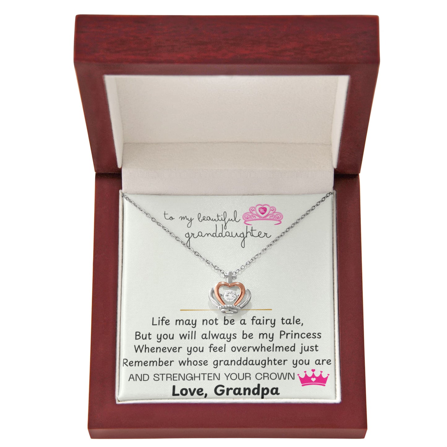 To My Granddaughter Princess Crown Pendant Gift Set- FG00091