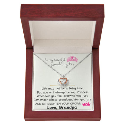 To My Granddaughter Princess Crown Pendant Gift Set- FG00091