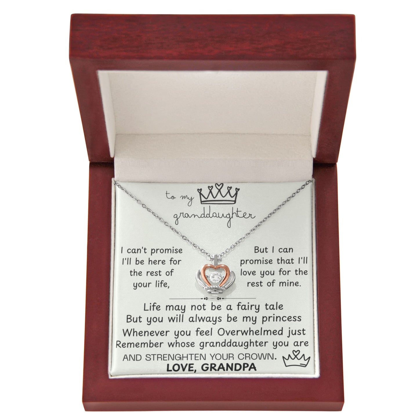 To My Granddaughter Princess Crown Pendant Gift Set - FG00085