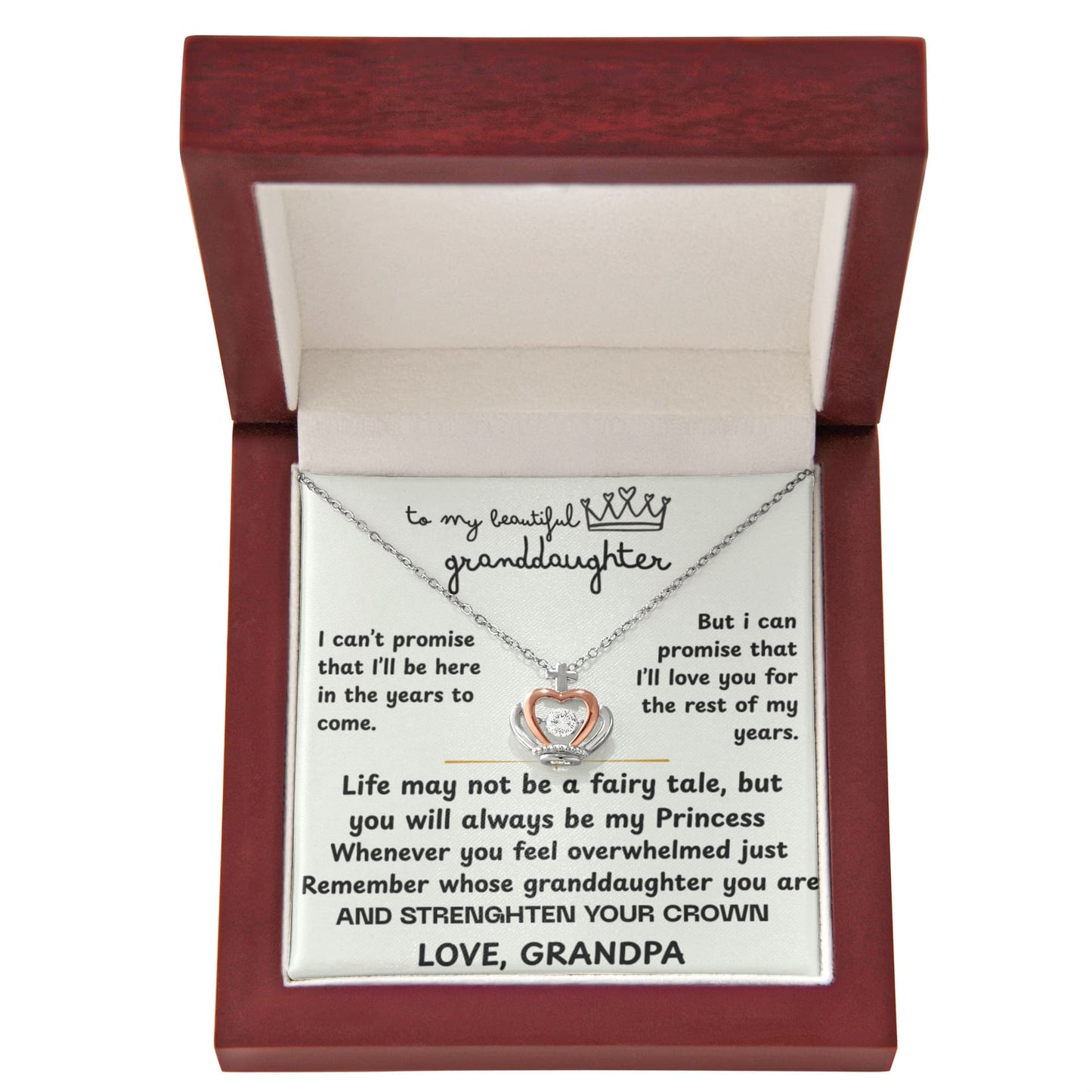 To My Granddaughter - The Promise Princess Crown Pendant Gift Set- FG00098
