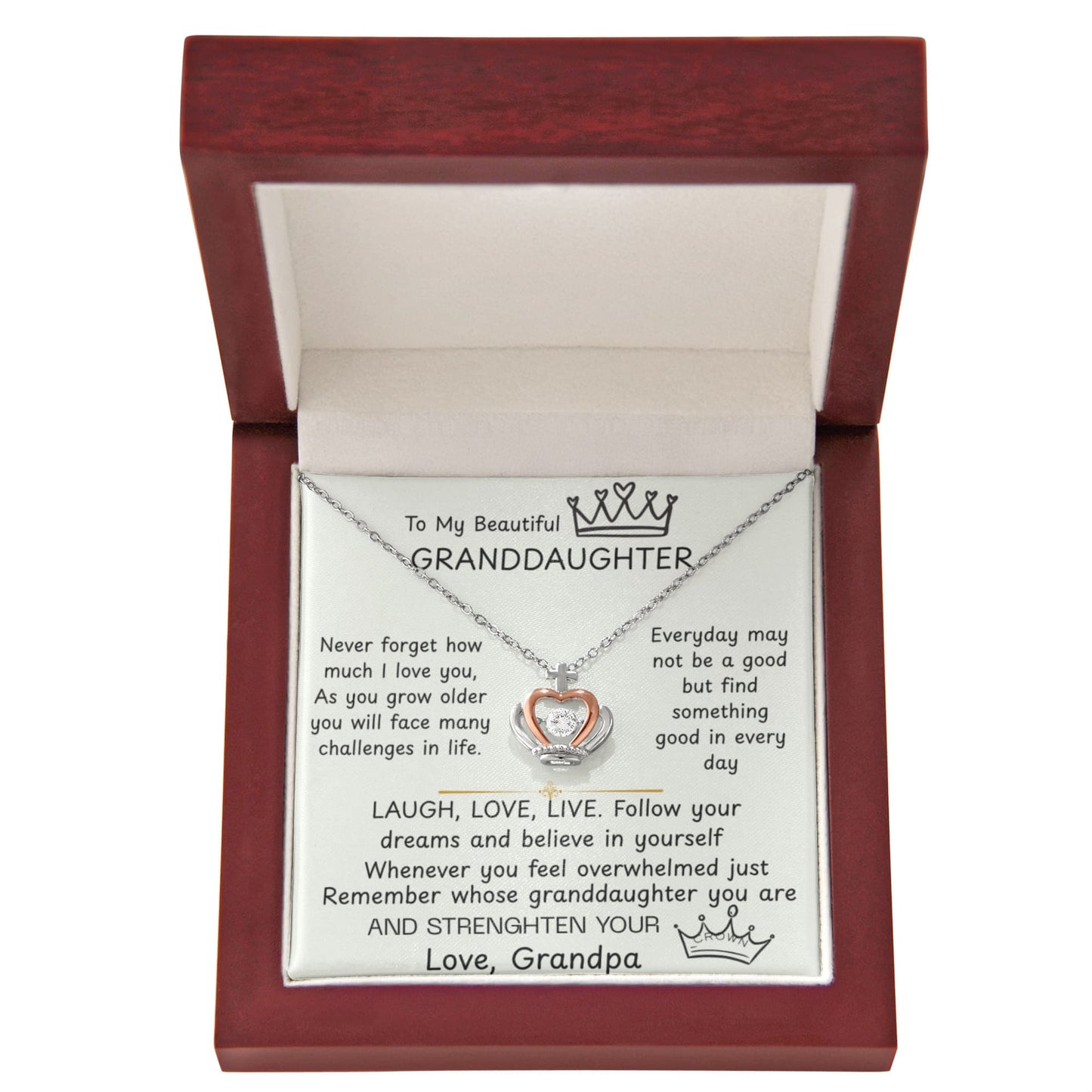 To My Granddaughter Princess Crown Pendant Gift Set- FG00089
