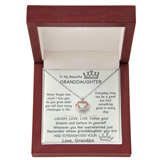 To My Granddaughter Princess Crown Pendant Gift Set- FG00089
