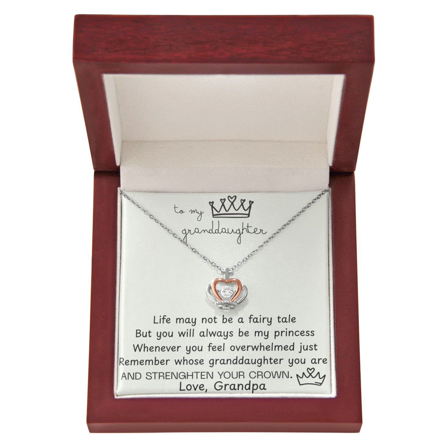 To My Granddaughter Princess Crown Pendant Gift Set - FG00079