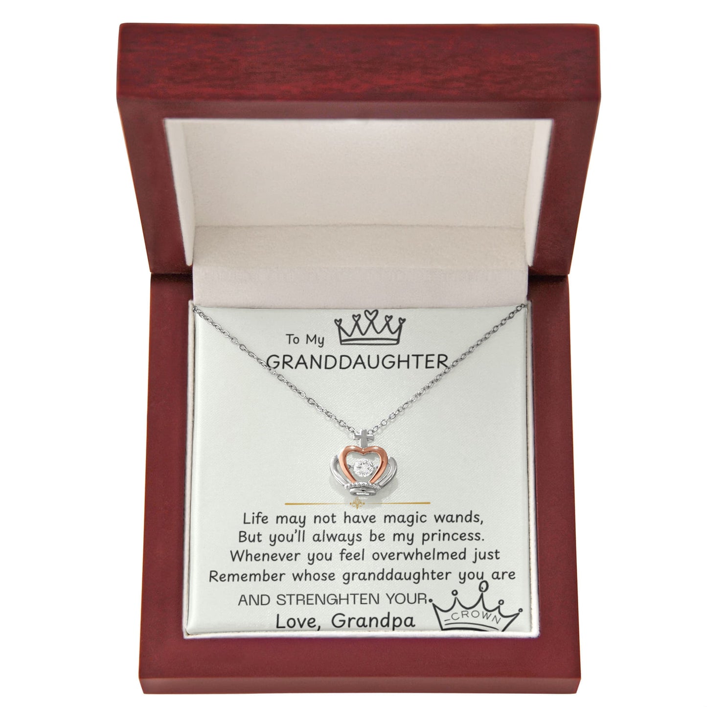 To My Granddaughter Princess Crown Pendant Gift Set - FG00078