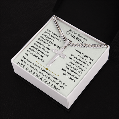 To Our Grandson - Never Forget that We Love You - Artisan Cross Gift Set - FG00072