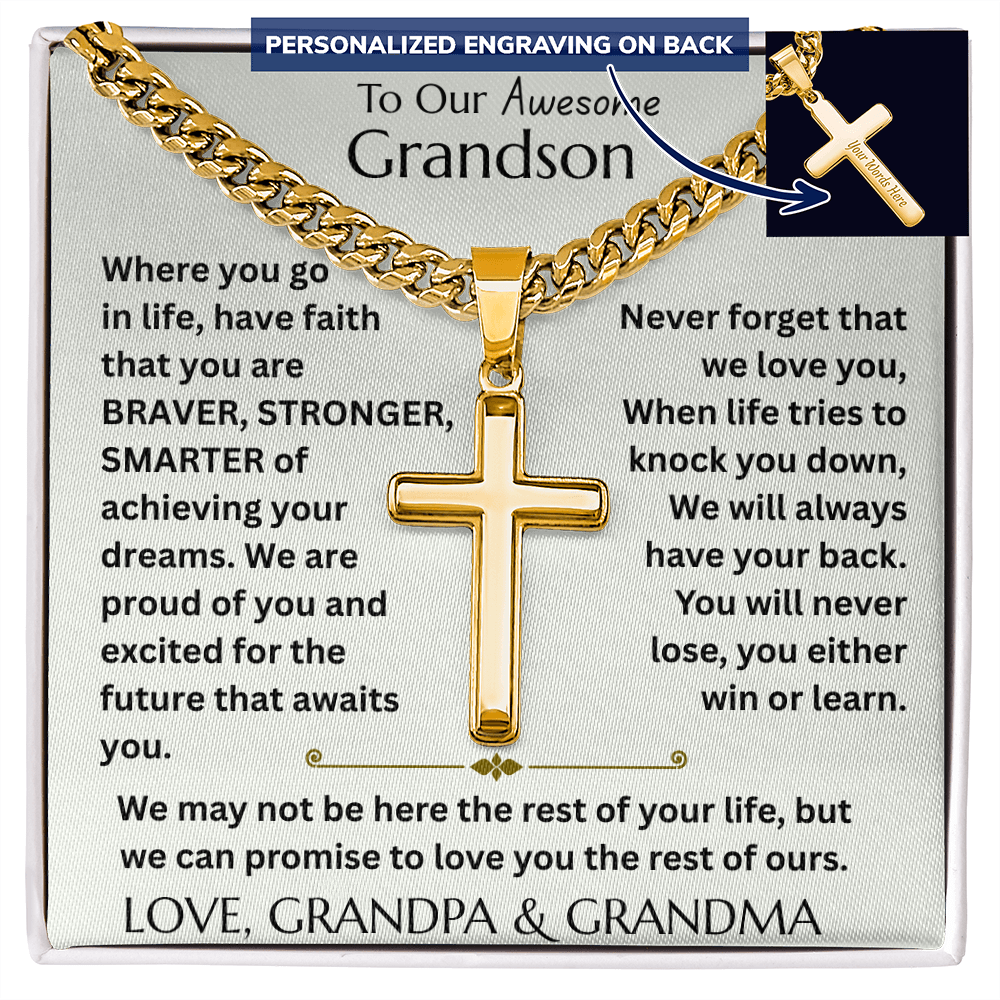 To Our Grandson - Never Forget that We Love You - Artisan Cross Gift Set - FG00072
