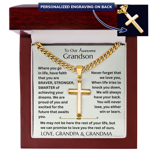 To Our Grandson - Never Forget that We Love You - Artisan Cross Gift Set - FG00072