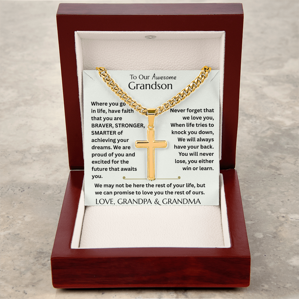 To Our Grandson - Never Forget that We Love You - Artisan Cross Gift Set - FG00072